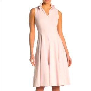 NWT Calvin Klein Petal Pink Ruffled Neck Dress 10